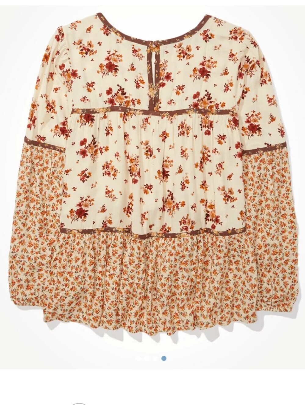 Maurices Cream Floral Tiered Peasant Top